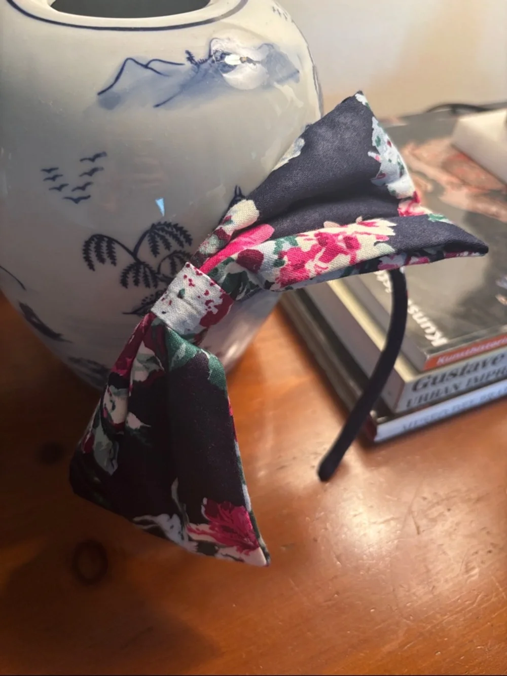 Janie and Jack Navy & Pink Floral Knotted Headband